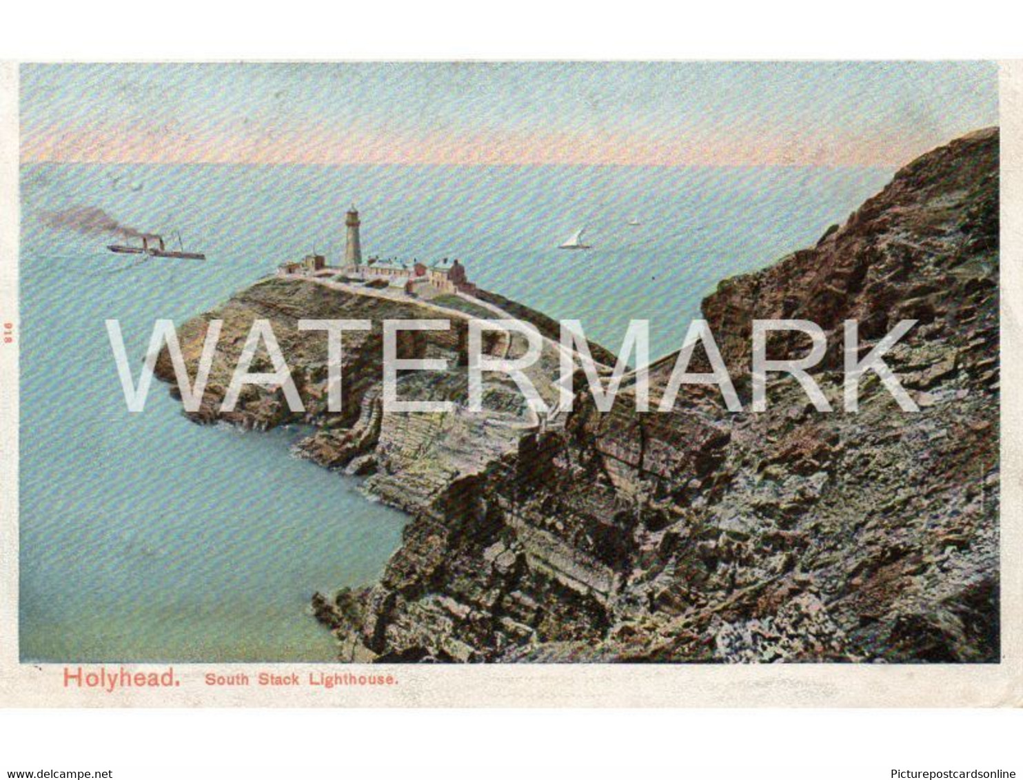 HOLYHEAD SOUTH STACK LIGHTHOUSE ANGLESEY OLD COLOUR POSTCARD WALES - Anglesey