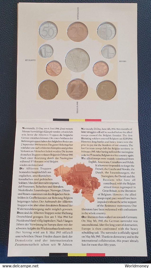 Belguim Set 1995   (50 Years End WW II) - FDEC, BU, BE & Münzkassetten