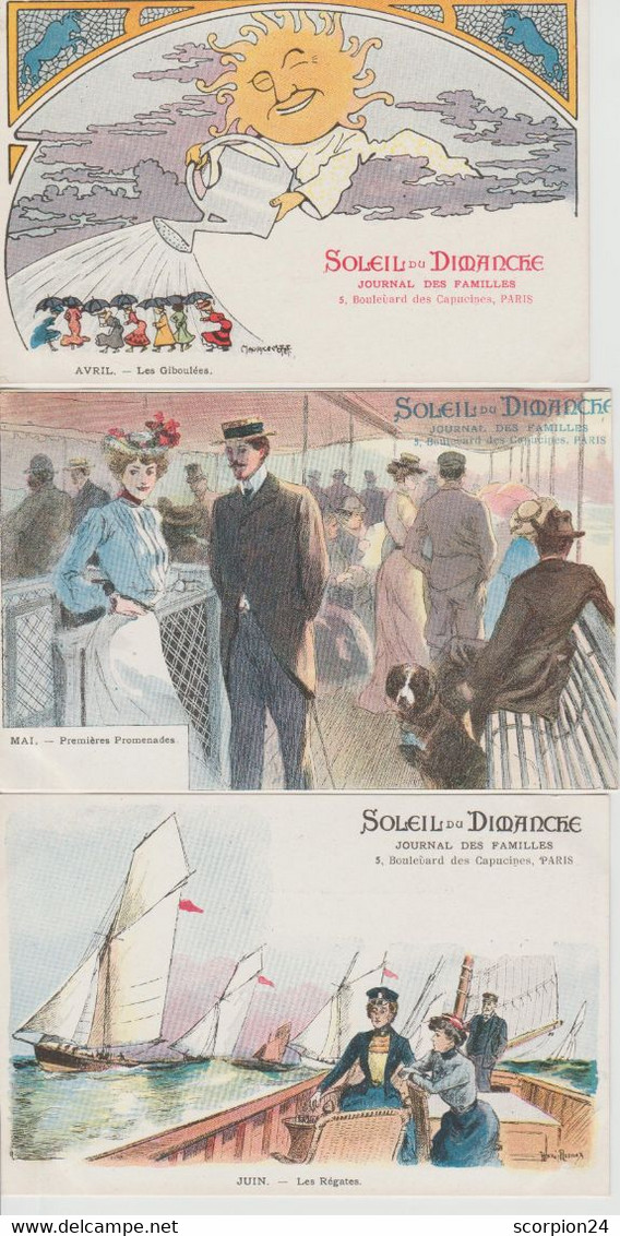 SOLEIL DU DIMANCHE JOURNAL DES FAMILLES 12 CARTES DES 12 MOIS DE L'ANNEE - Advertising