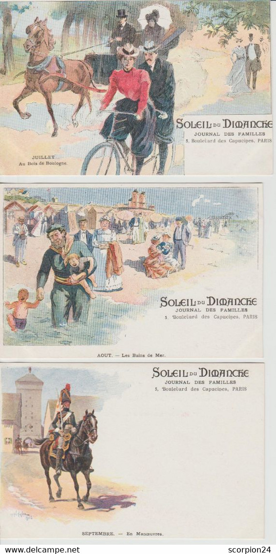 SOLEIL DU DIMANCHE JOURNAL DES FAMILLES 12 CARTES DES 12 MOIS DE L'ANNEE - Advertising