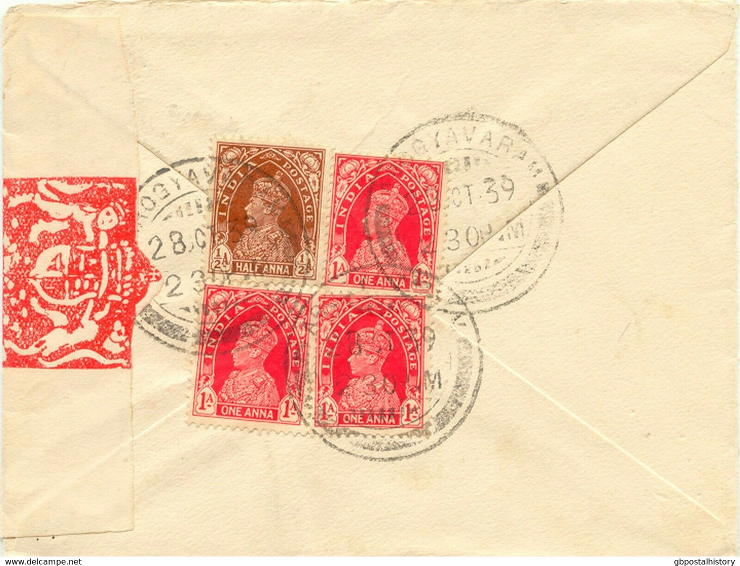 INDIA 1939 George VI 1/2A And 1A (3x) Superb Cover CDS "AROGYAVAR" CENSORSHIP - 1936-47 Roi Georges VI