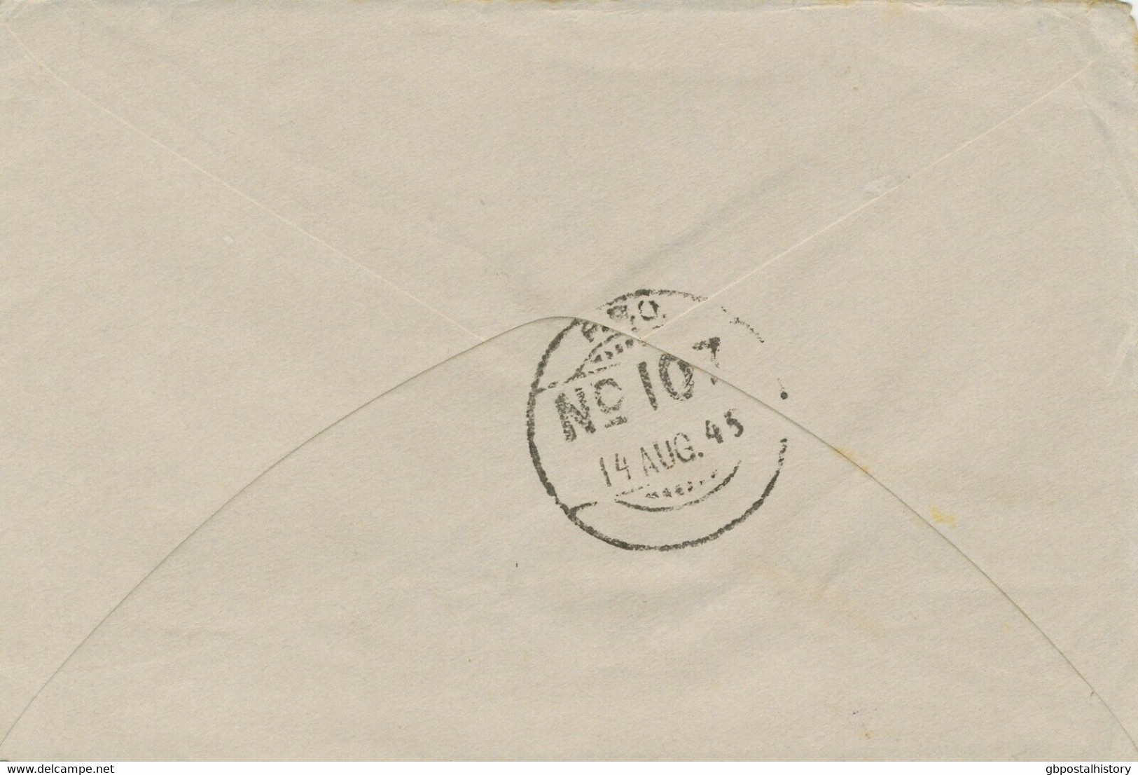 INDIA 1945 "F.P.O. / No. 107/14 AUG. 45" Indian Field Post AIRMAIL SOUTH AFRICA - 1936-47 Koning George VI