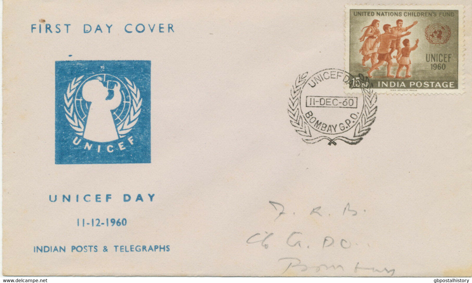 INDIA 1960, UNICEF – UNITED NATIONS CHILDREN‘s FUND FDC - FDC