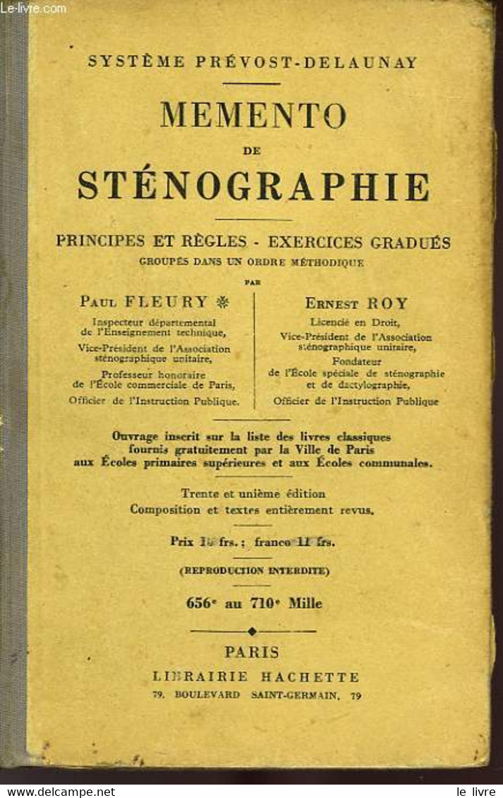 MEMENTO DE STENOGRAPHIE, PRINCIPES ET REGLES, EXERCICES GRADUES - FLEURY Paul Et ROY Ernest - 0 - Boekhouding & Beheer