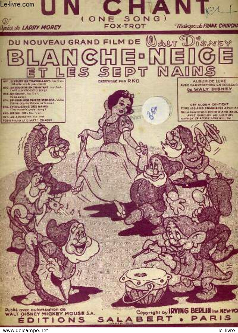 Blanche-neige Et Les Sept Nains. Chant Du Nouveau Film De Walt Disney - MOREY Larry Et CHURCHILL Frank - 1944 - Films