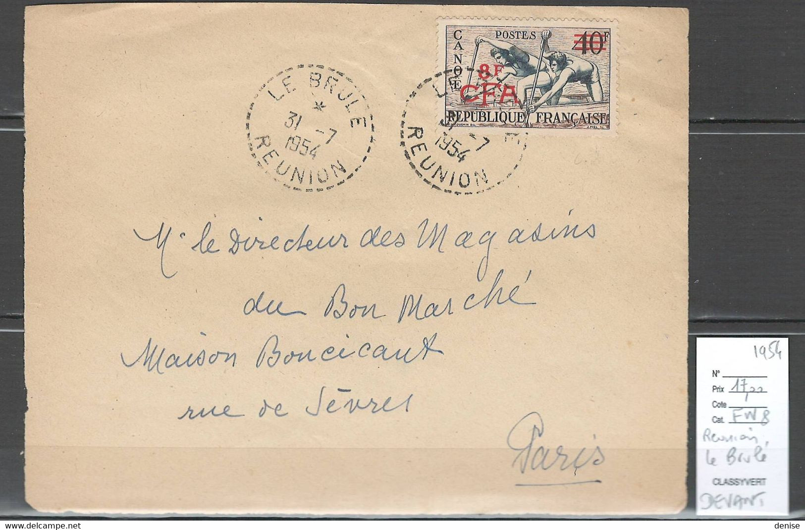 Reunion - Devant De Lettre LE BRULE- Cachet  Pointillé -1954 - Covers & Documents