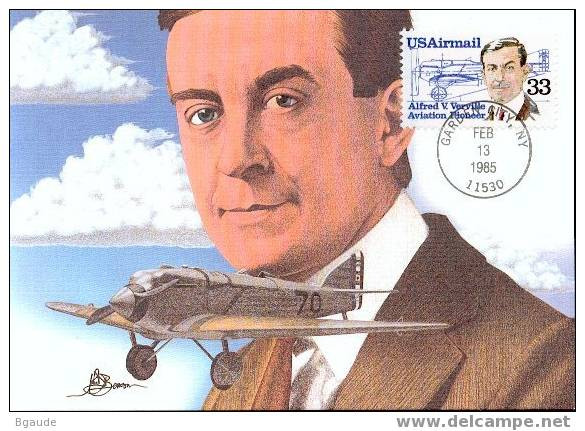 ETATS UNIS CARTE MAXIMUM NUM.YVERT  PA 107 AVIATION VERVILLE - Maximum Cards