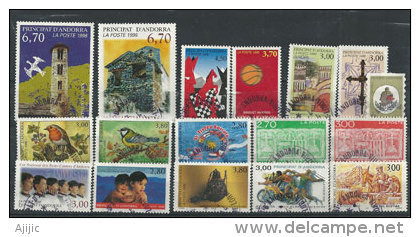 Année Complète ANDORRE 1996.  17 T-p Oblitérés Première Qualité. (Inclus Art Géant Size Églises Romanes) - Used Stamps