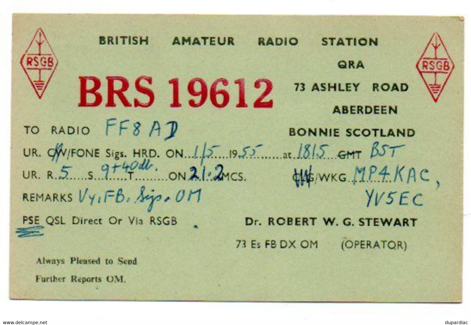 Carte De RADIO AMATEUR, Aberdeen. - Autres & Non Classés