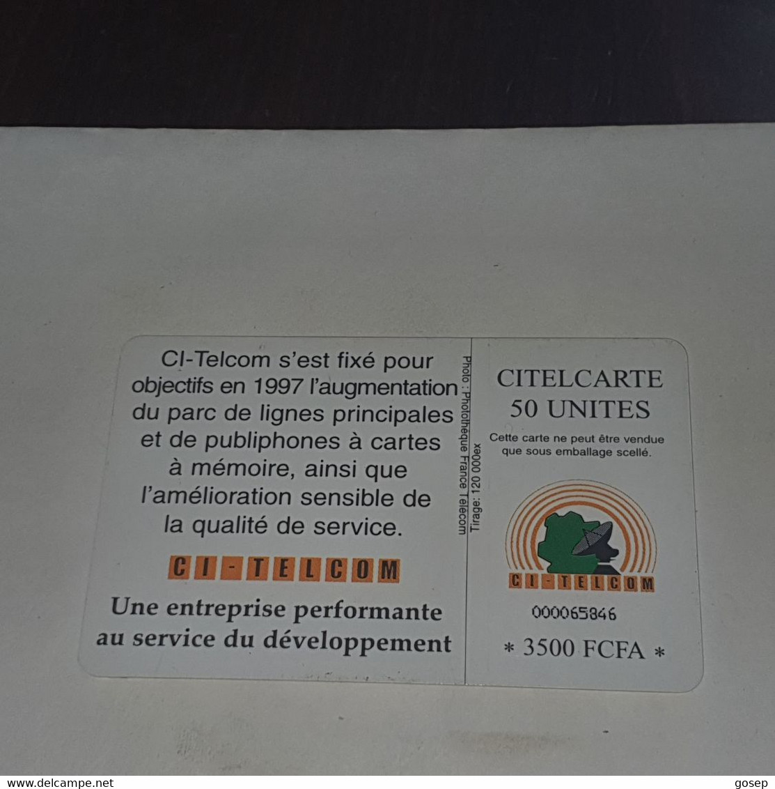 Ivory Coast-CI-CIT-0018/1)-telephone Dial-(2)-(50units)-(000065846)-(tirage-120.000)-used Card+1card Prepiad Free - Côte D'Ivoire