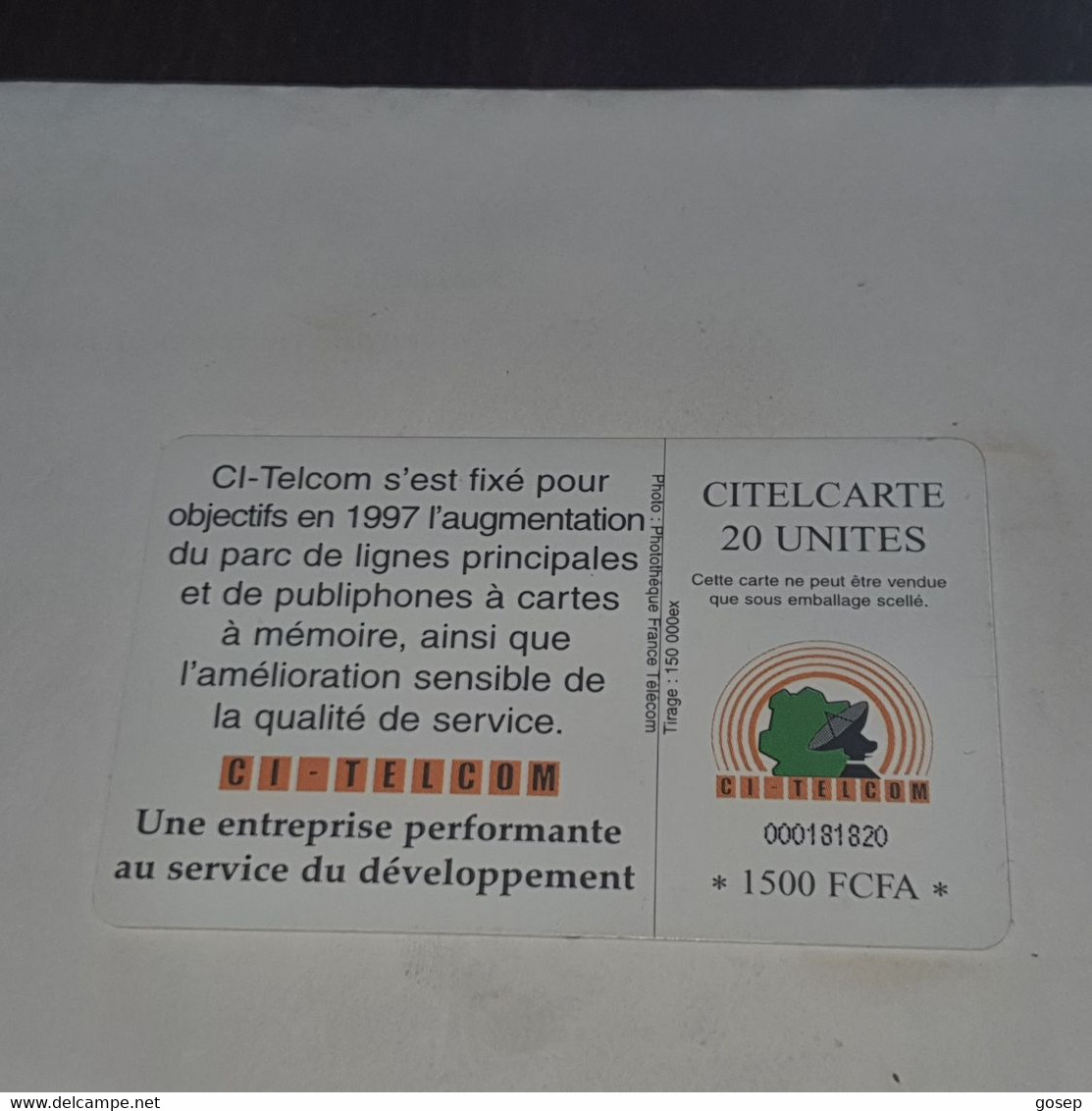 Ivory Coast-CI-CIT-0019)-telephone Nous-(4)-(20units)-(000181820)-(tirage-150.000)-used Card+1card Prepiad Free - Costa D'Avorio