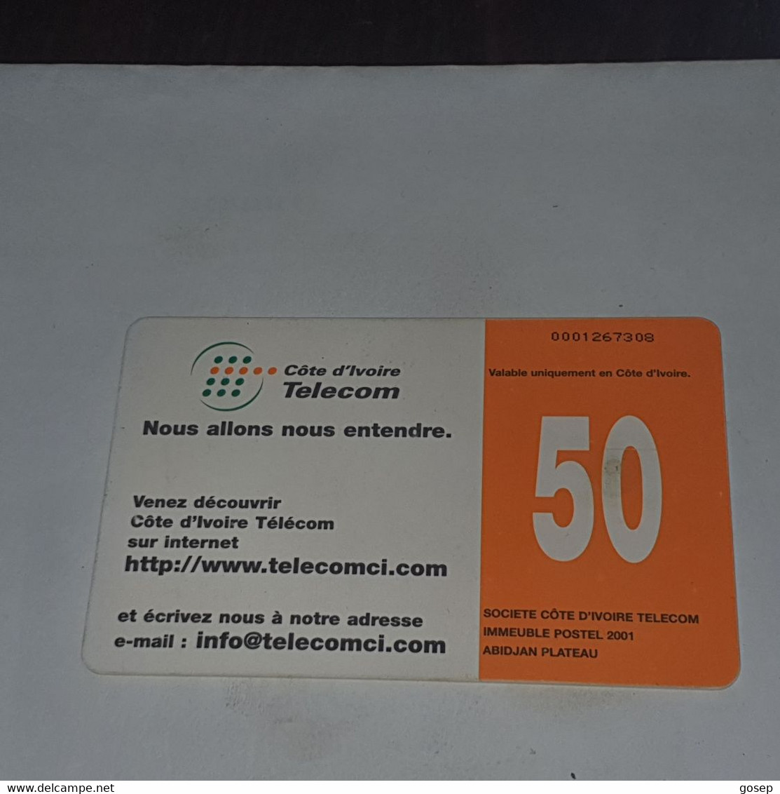 Ivory Coast-CI-CIT-0029A)-cot D'lvoire Internet-(6)-(50units)-(0001267308)-(tirage-?)-used Card+1card Prepiad Free - Ivoorkust