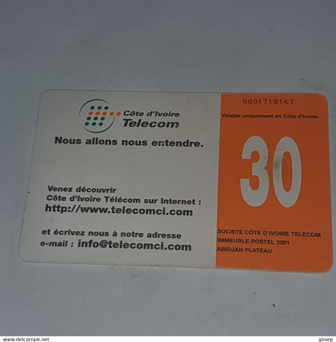 Ivory Coast-CI-CIT-0030A)-people On Telephones-(7)-(30units)-(0001718167)-(tirage-?)-used Card+1card Prepiad Free - Ivory Coast