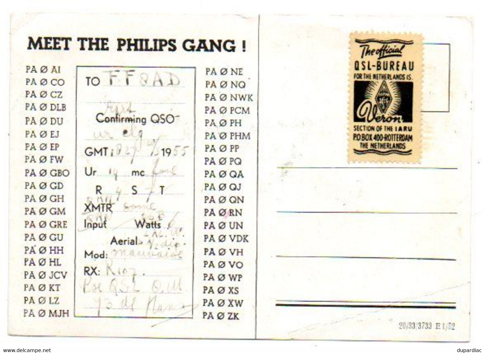 Carte De RADIO AMATEUR, Philips Electronic Tubes, Eindhoven, Pays-Bas. - Other & Unclassified