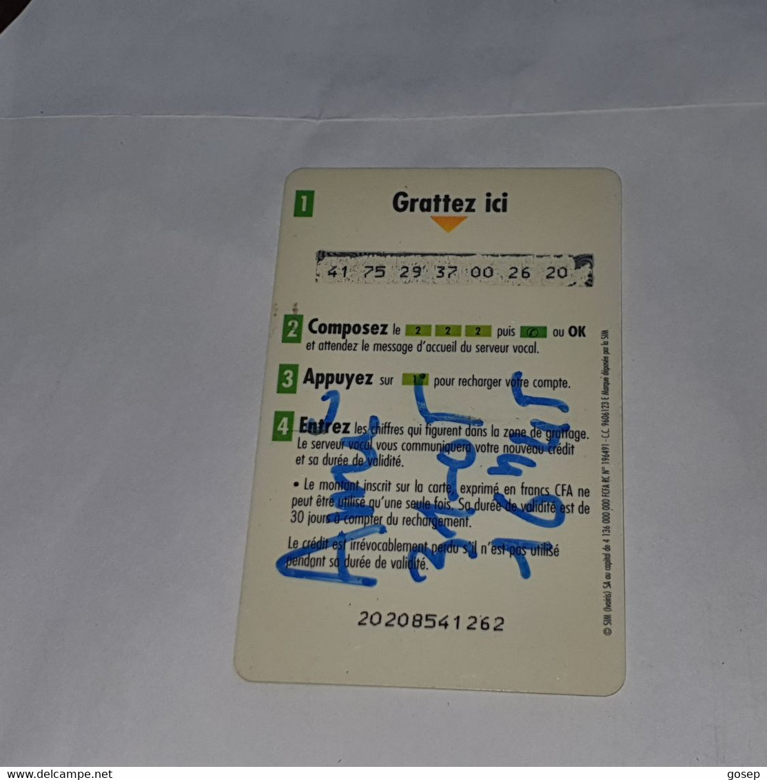 Ivory Coast-(CI-ILL-REF-0004B/1)-carte Lllico(9)-(5.000fcfa)-(41-75-29-37-00-26-20)-used Card+1card Prepiad Free - Ivoorkust