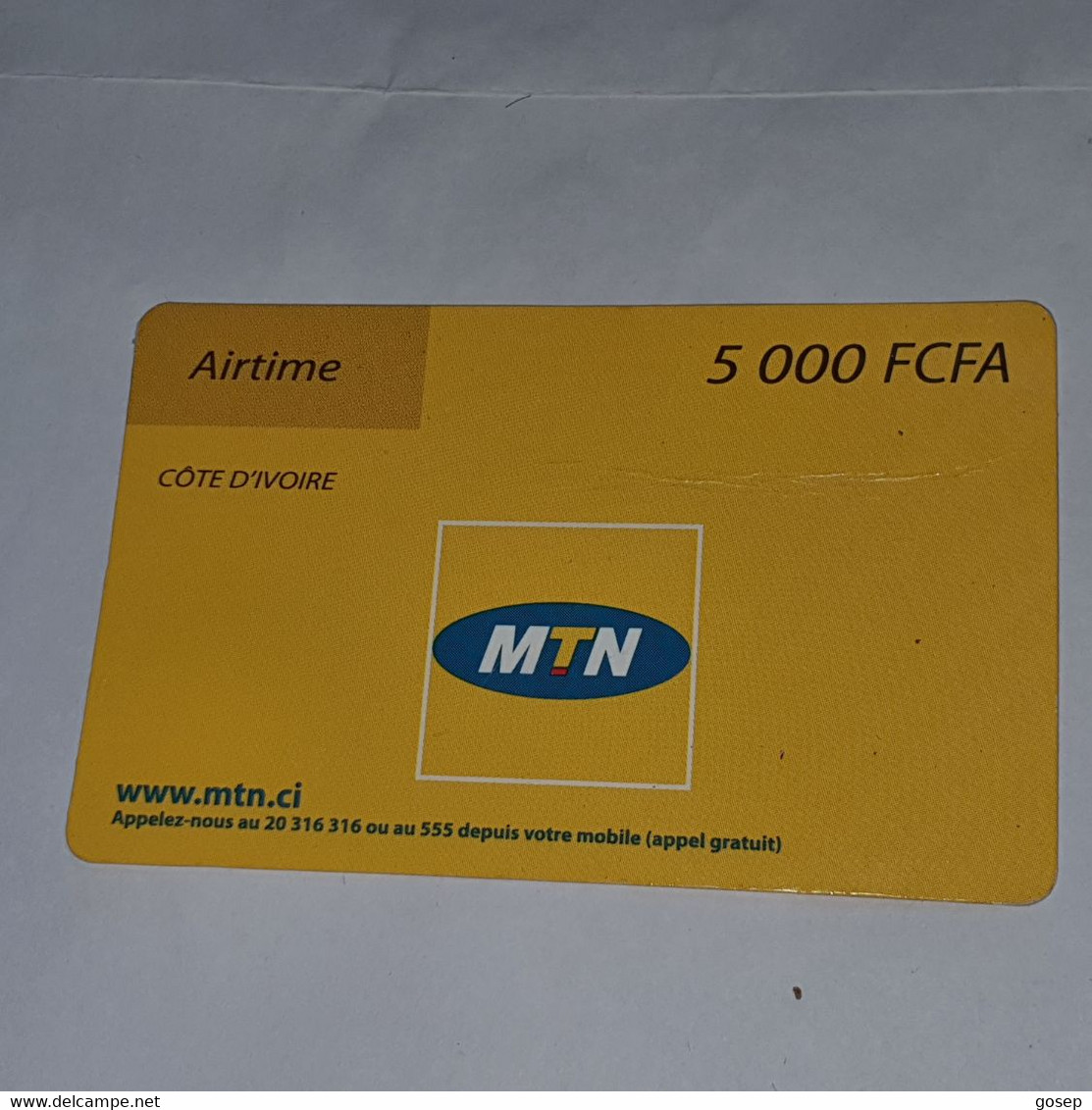 Ivory Coast-(CI-MTN-REF-0003A)-airtime-(12)-(5.000fcfa)-(94980-8420-52962)-used Card+1card Prepiad Free - Costa D'Avorio