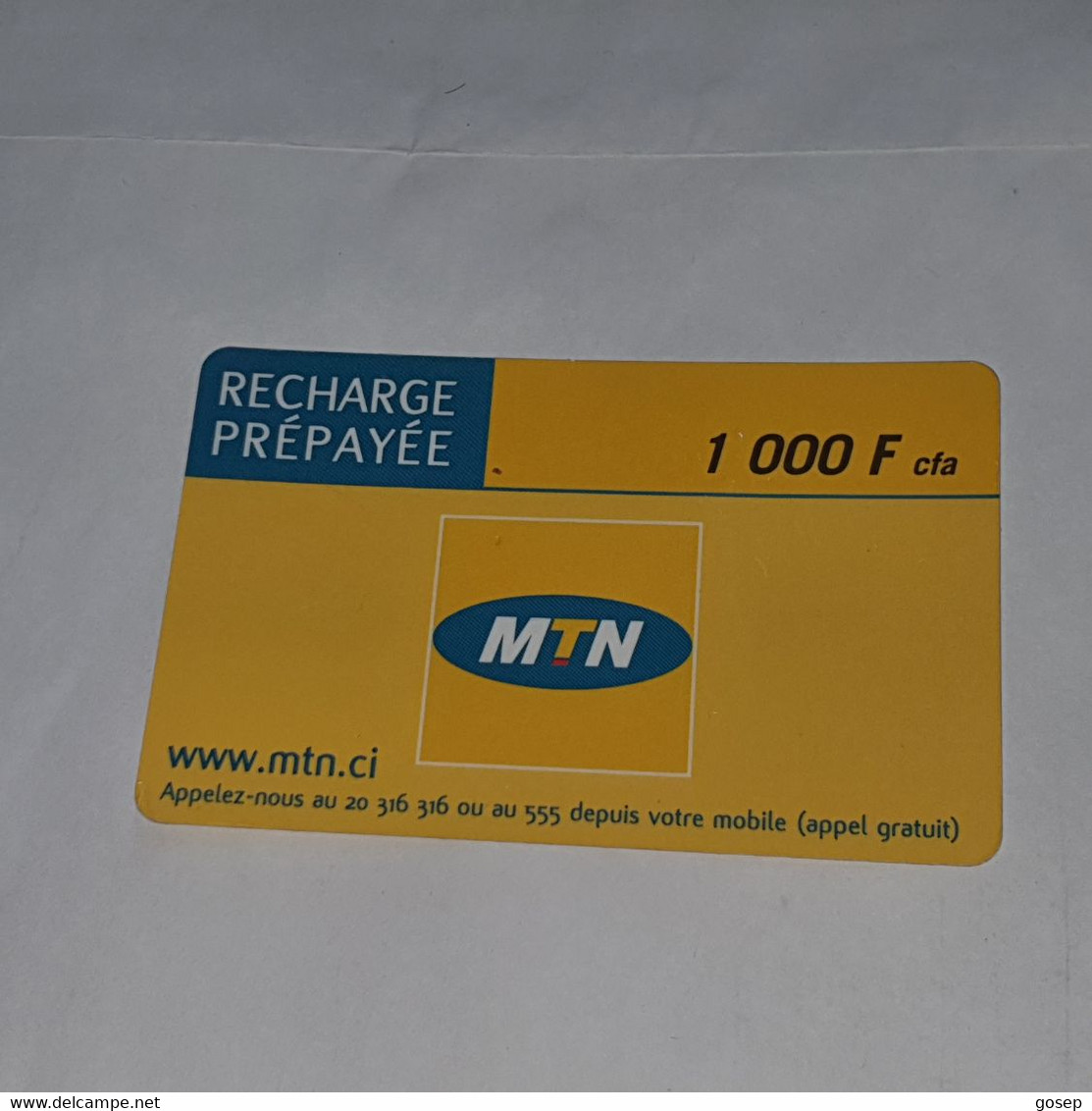 Ivory Coast-(CI-MTN-REF-0005)-mnt-(13)-(1.000fcfa)-(94492-5220-75220)-used Card+1card Prepiad Free - Côte D'Ivoire