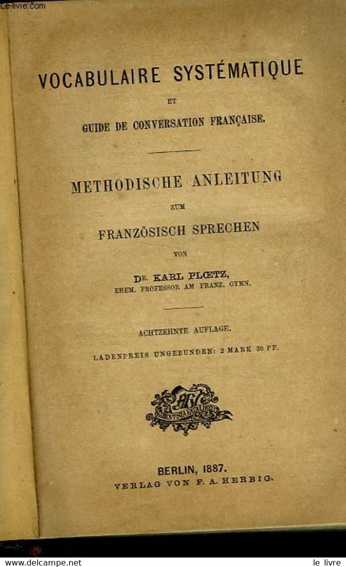 VOCABULAIRE SYSTEMATIQUE ET GUIDE DE CONVERSATION FRANCAISE - PLOETZ KARL - 1887 - Atlas
