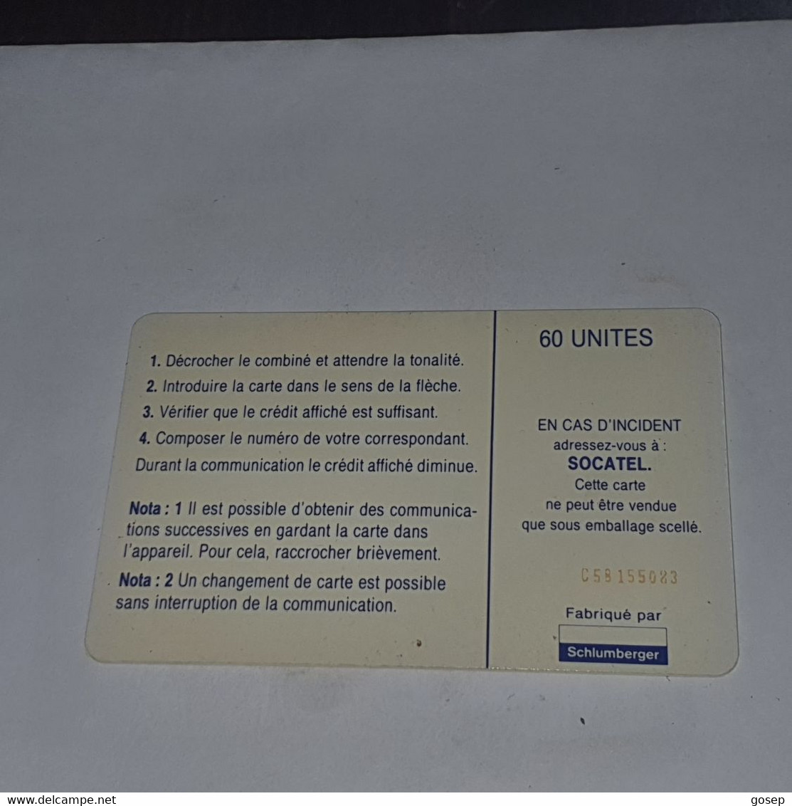 Ivory Coast-(CIF-SOC-0014A)-socatel-blue-(19)-(60units)-(C5B155083)-used Card+1card Prepiad Free - Costa De Marfil