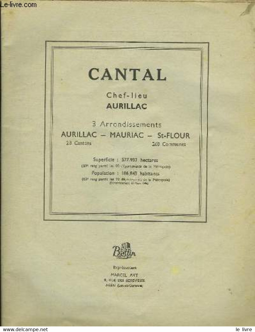 Extrait De L'annuaire Du Cantal. - COLLECTIF - 1948 - Telefonbücher