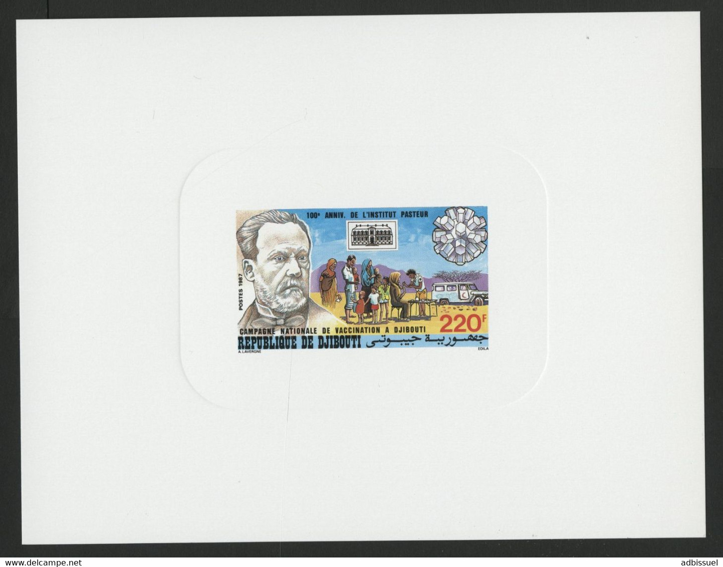 DJIBOUTI Epreuve De Luxe Sur Papier Glacé N° 629 Louis PASTEUR (1987) - Yibuti (1977-...)