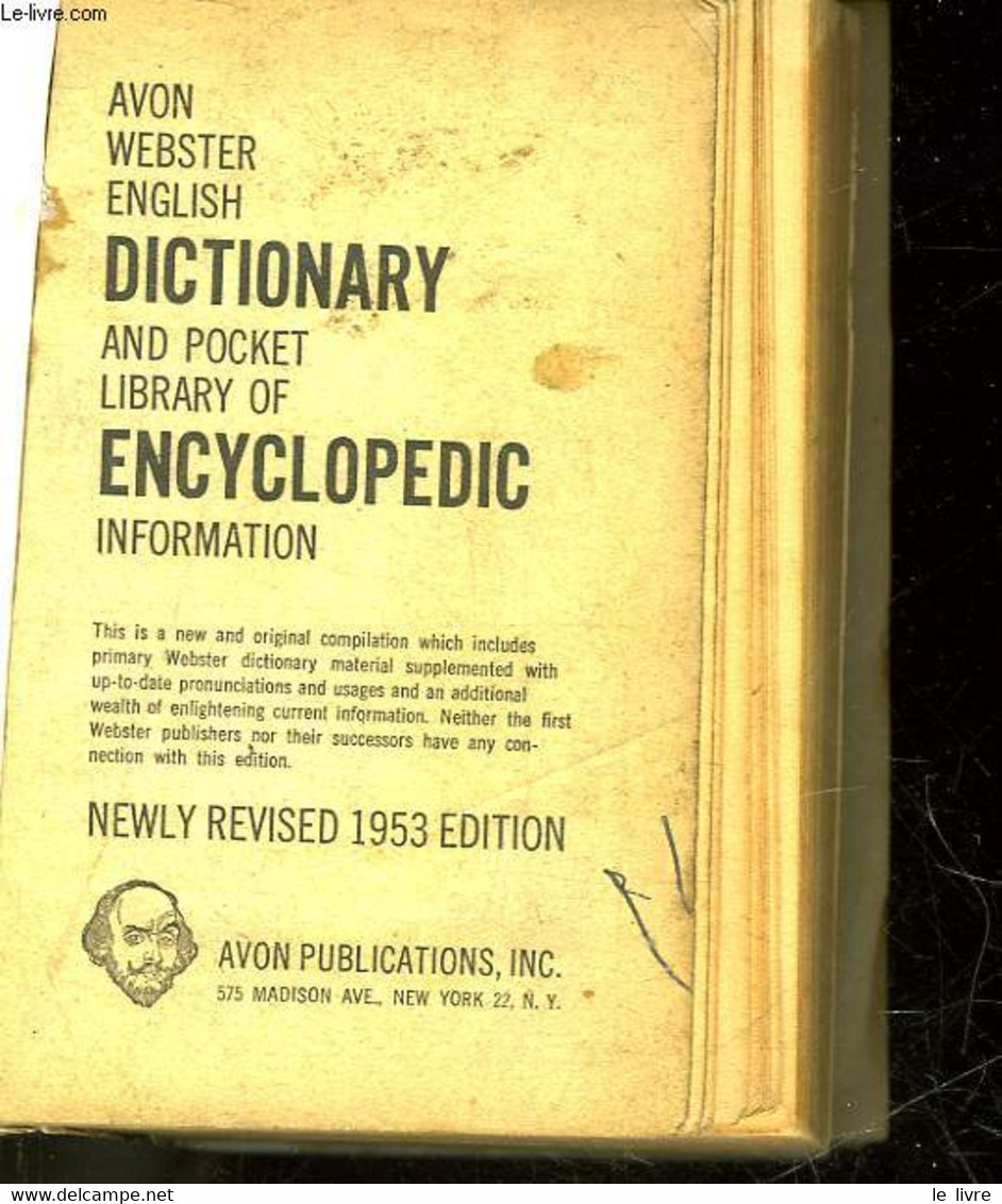 ENGLISH DICTIONARY AND POCKET LIBRARY OF ENCYCLOPEDIC INFORMATION - WEBSTER AVON - 1953 - Wörterbücher