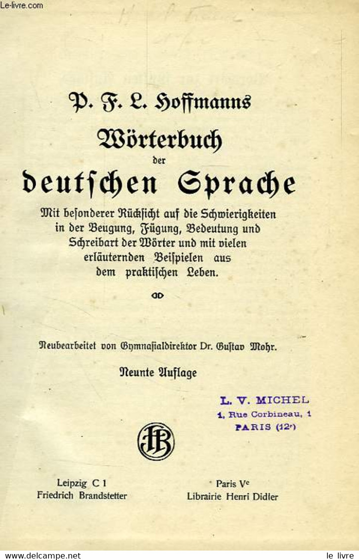 WORTERBUCH DER DEUTSCHEN SPRACHE - HOFFMANN P. F. L. - 0 - Atlanten