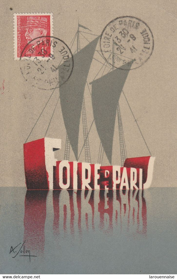 Foire De Paris 1941(Illustrateur Folon) Avec Cachet Spécial - Folon