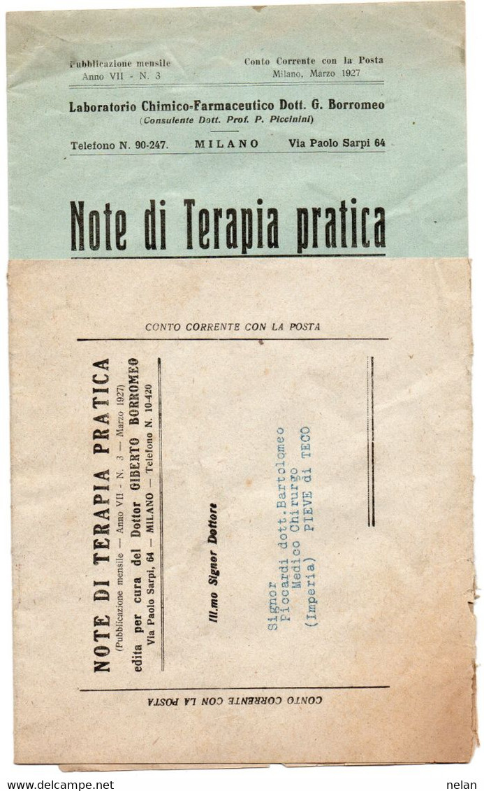 RIVISTA MEDICA - NOTE DI TERAPIA PRATICA - MARZO 1927 - Santé Et Beauté