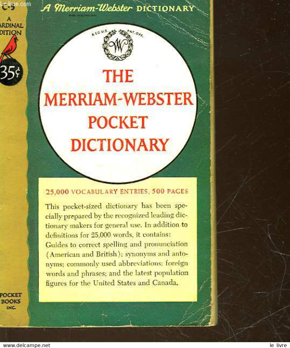 THE MERRIAM-WEBSTER POCKET DICTIONNARY - COLLECTIF - 1952 - Dictionnaires, Thésaurus