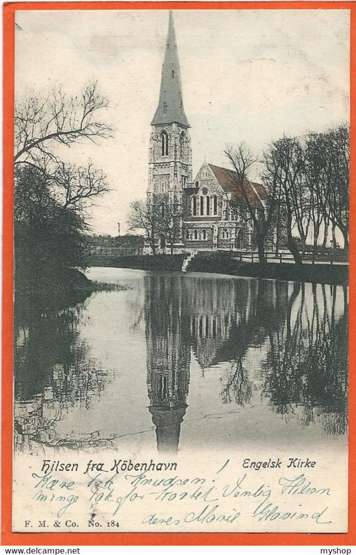 DK155,  *  HILSEN Fra KØBENHAVN ENGELSK KIRKE * GREETINGS From THE ENGLISH CHURCH * 1905 GREAT CANCEL - Full Sheets & Multiples