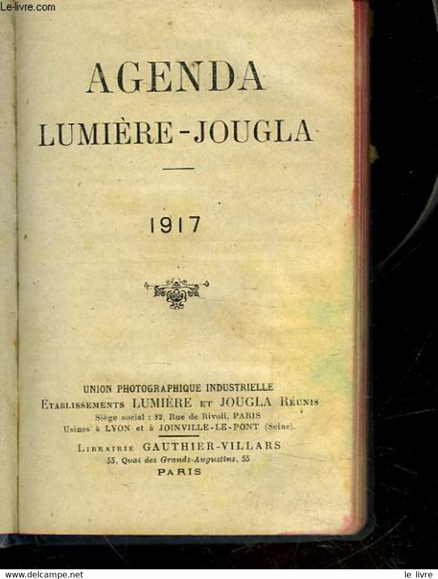 AGENDA LUMIERE-JOUGLA 1917 - COLLECTIF - 1917 - Agenda Vírgenes