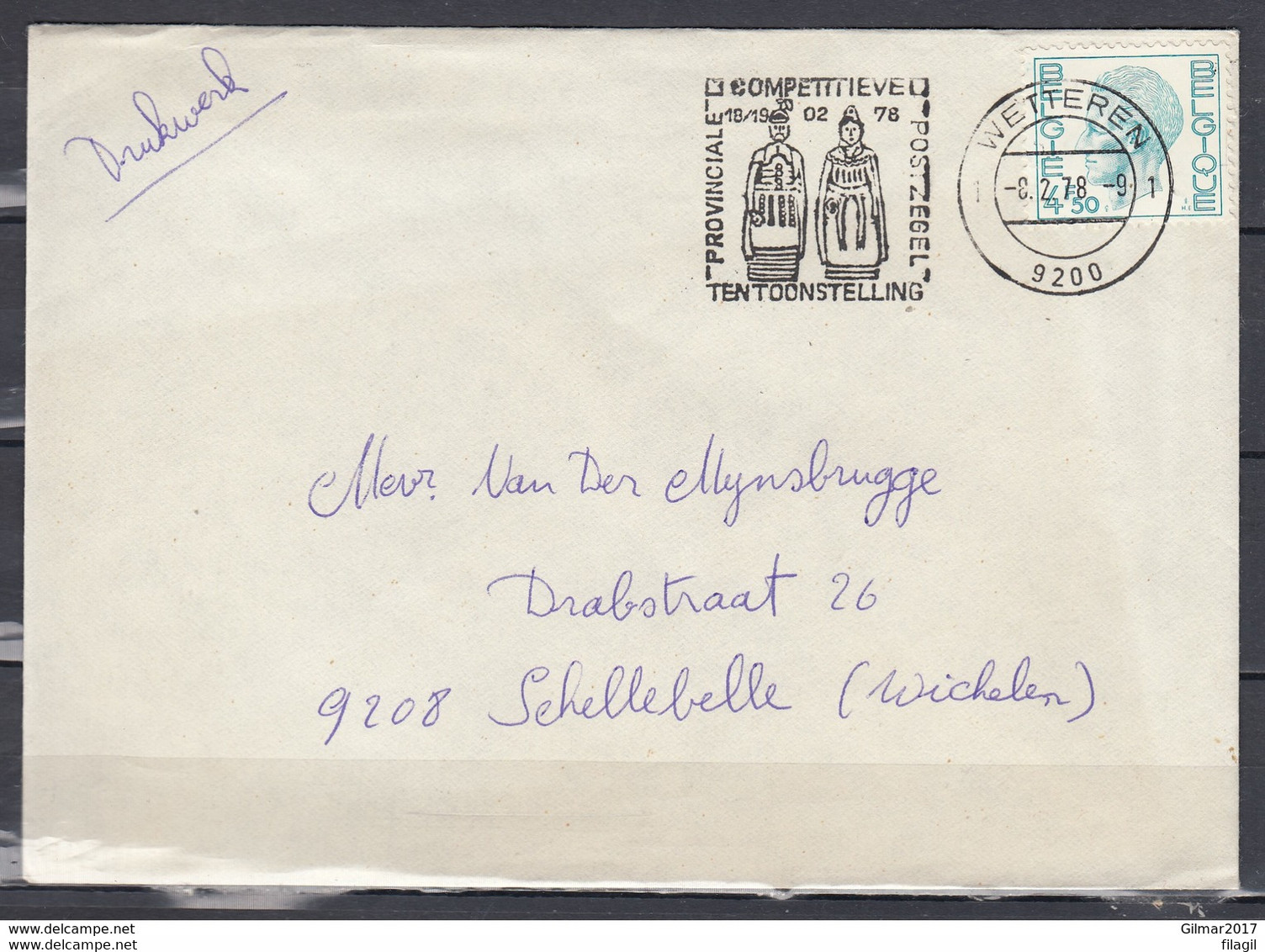 Brief Van Wetteren 1 Naar Schellebelle Tentoonstelling - 1970-1980 Elström