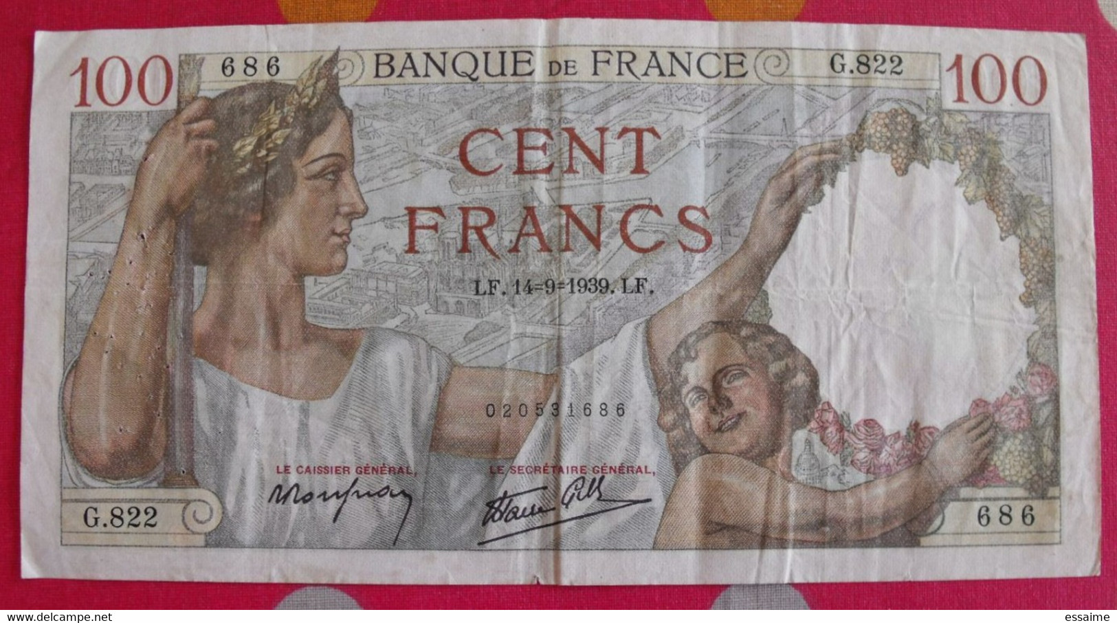 France. 100 Cent Francs Sully. 14/09/1939. Quelques Trous D'épingles Sinon Bel état - 100 F 1939-1942 ''Sully''