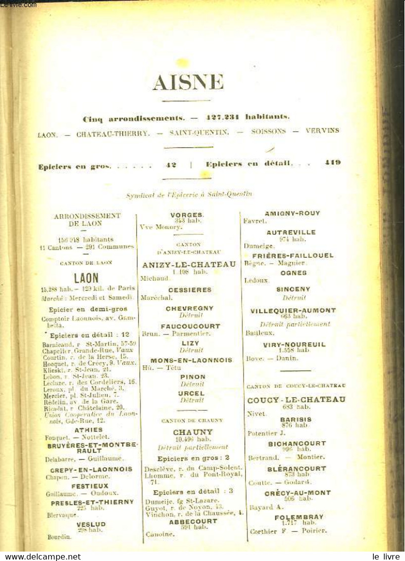 ANNUAIRE GENERAL DE L'EPICERIE FRANCAISE ET DES INDUSTRIES ANNEXES - SEIGNEURIE ALBERT - 1923 - Agendas & Calendarios