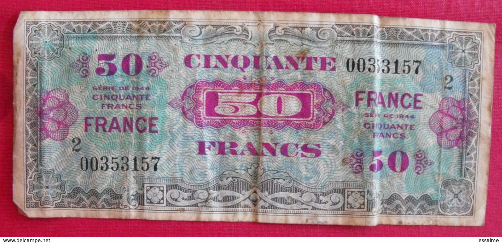 France. 50 Cinquante Francs. Verso France. Série De 1944. état D'usage - 1945 Verso Francia