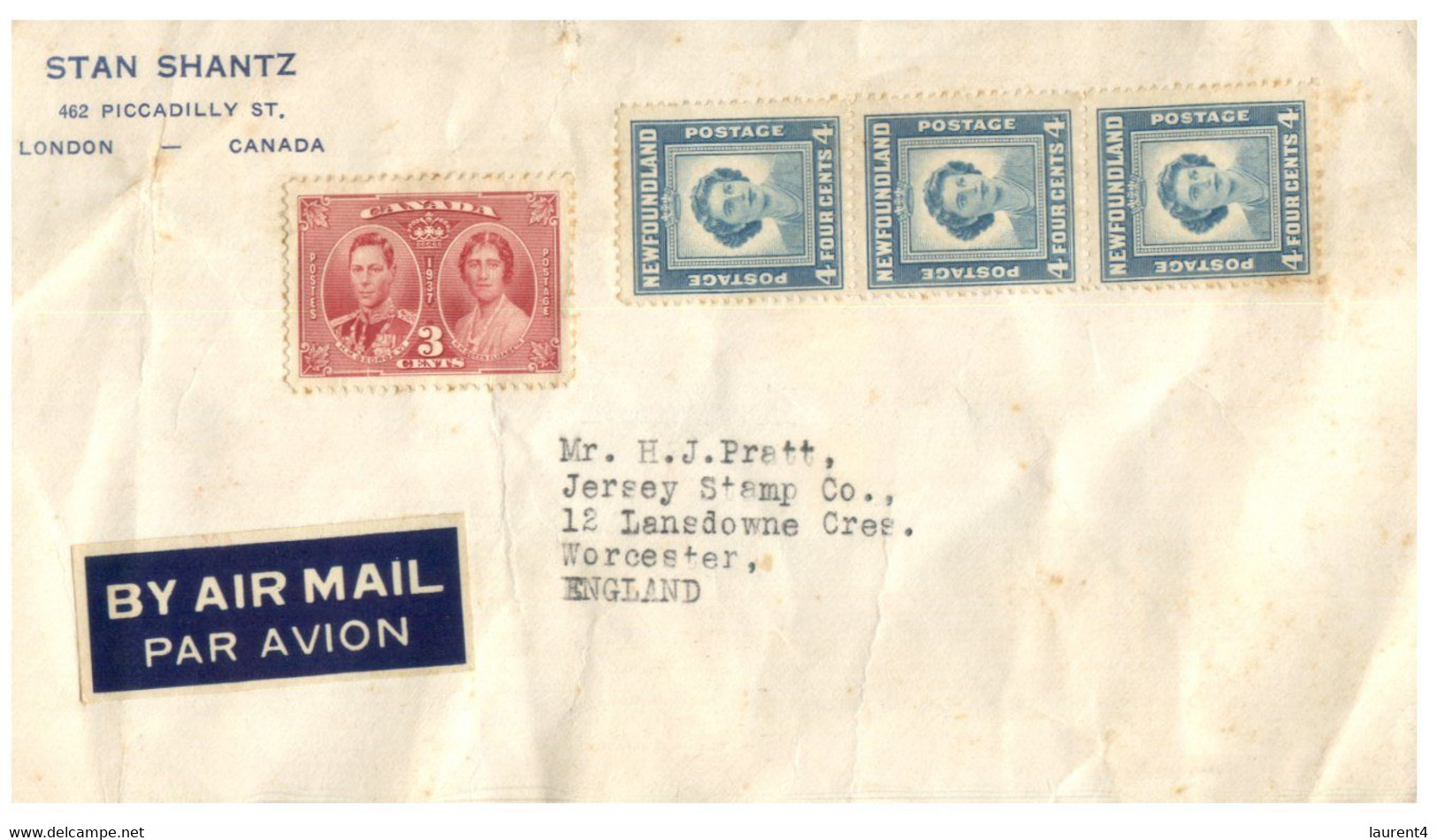 (LL 27) Canada Newfoundland Postage + Canada 3 Cents - Princess Elizabeth - Cover Posted To England From London Canada - Briefe U. Dokumente