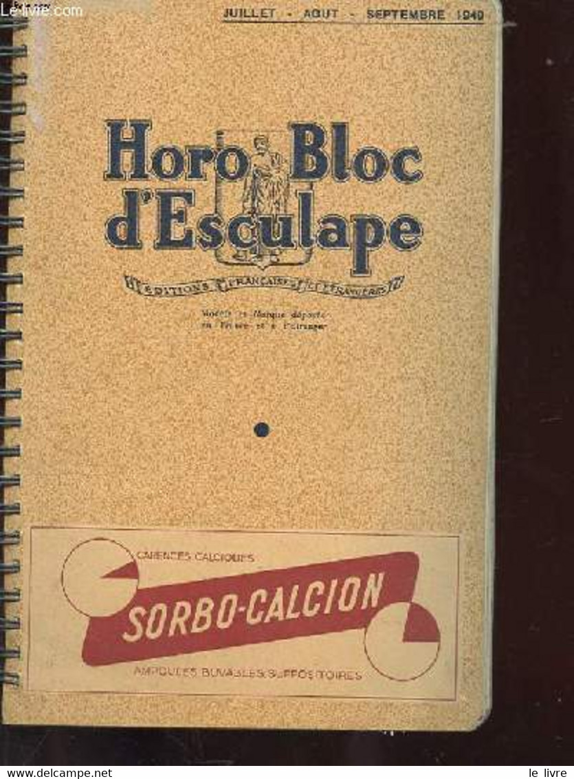 AGENDA HORO BLOC D'ESCULAPE - COLLECTIF - 1949 - Terminkalender Leer