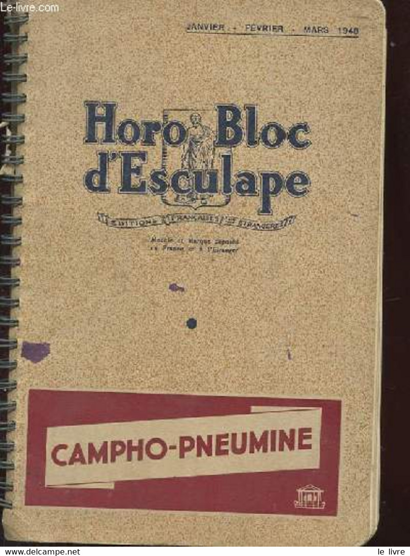 AGENDA HORO BLOC D'ESCULAPE - COLLECTIF - 1948 - Agendas Vierges