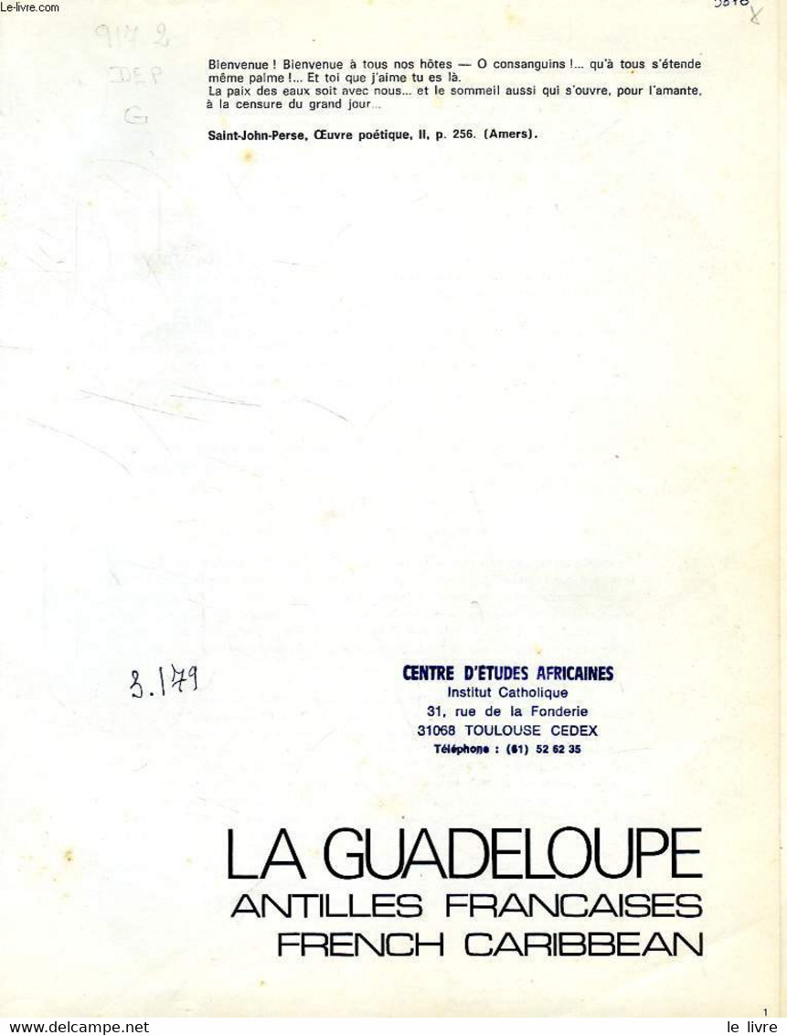 LA GUADELOUPE, ANTILLES FRANCAISES, FRENCH CARIBBEAN - COLLECTIF - 1972 - Outre-Mer