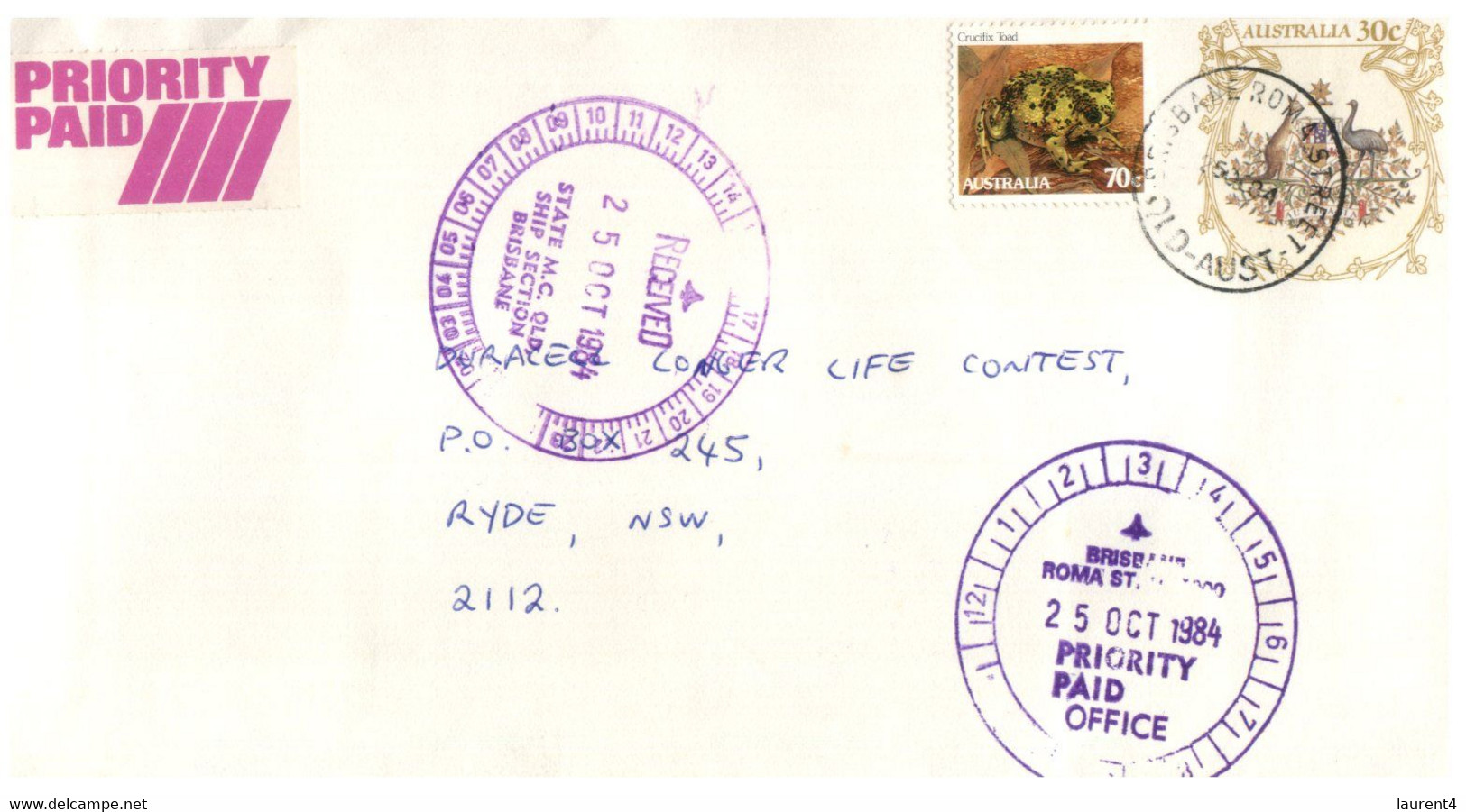 (LL 27) Australia - Priority Paid Covers (2 ) With Living Together Stamps / Frog (on Pre-paid Covers) 1984 & 89 - Sonstige & Ohne Zuordnung