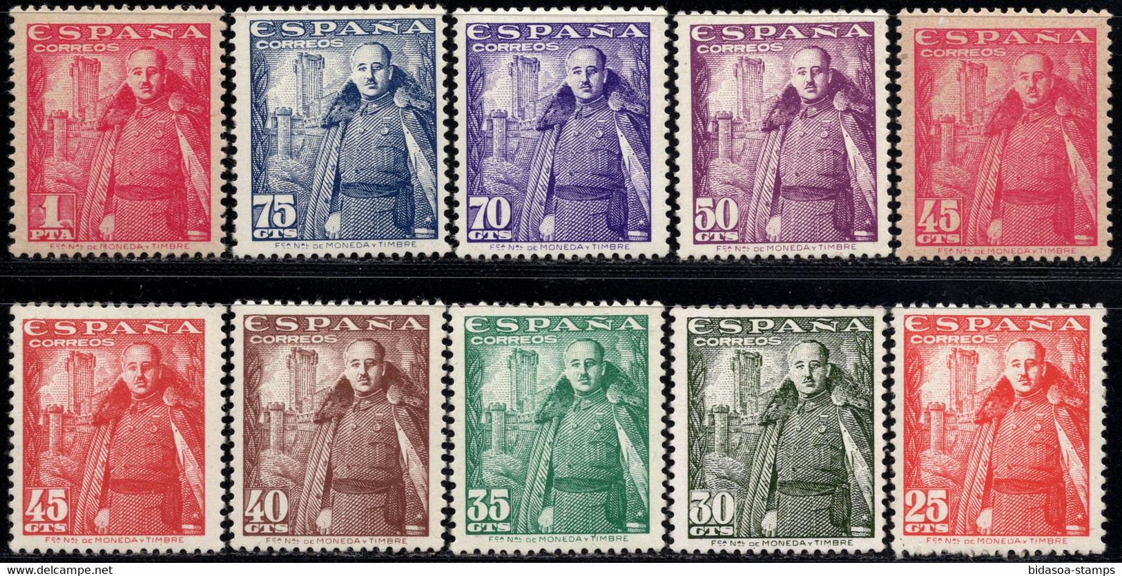 1948.MNH.Ed:**1024/1032,1028A.General Franco Y Castillo De Mota.Serie Completa.10 Valores - Ungebraucht