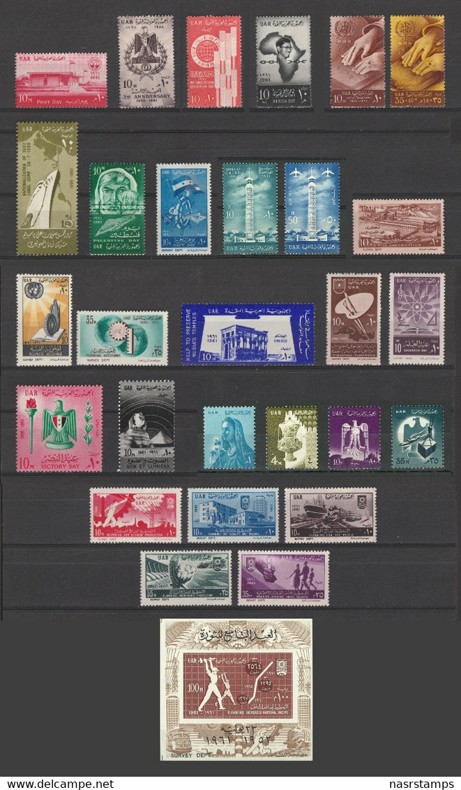 Egypt - 1953-1962 - ( Complete 10 Years - From 1953 to 62 ) - MNH** - Definitive and Postage due not included - As scan