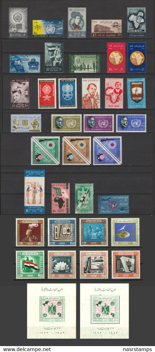 Egypt - 1953-1962 - ( Complete 10 Years - From 1953 to 62 ) - MNH** - Definitive and Postage due not included - As scan