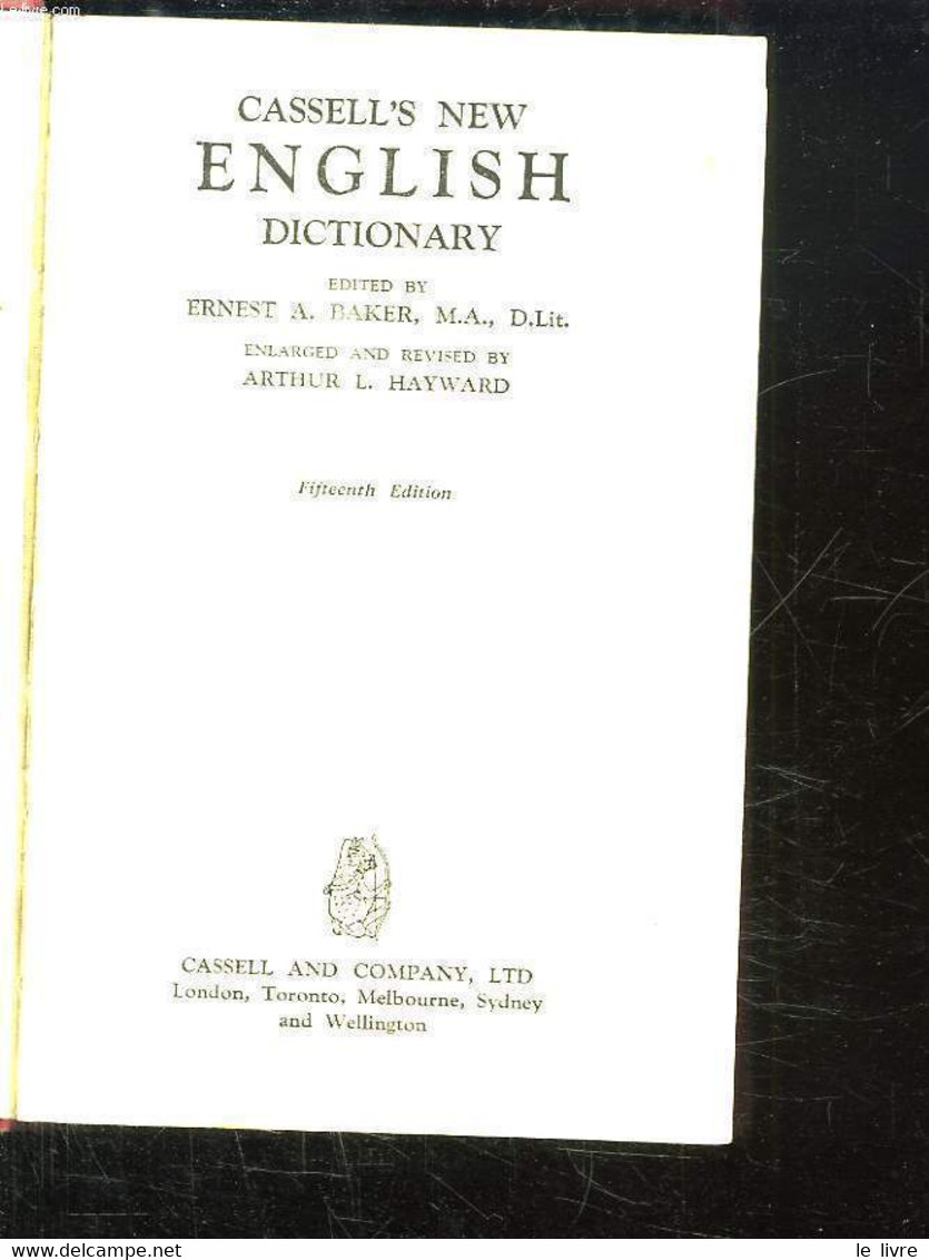 CASSELL S NEW ENGLISH DICTIONARY. - BAKER ERNEST A. - 0 - Dictionaries, Thesauri