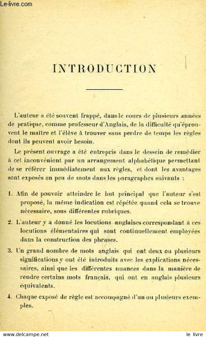 GRAMMAIRE-DICTIONNAIRE DE LA LANGUE ANGLAISE - BAYLES W. E. - 0 - Dictionnaires, Thésaurus