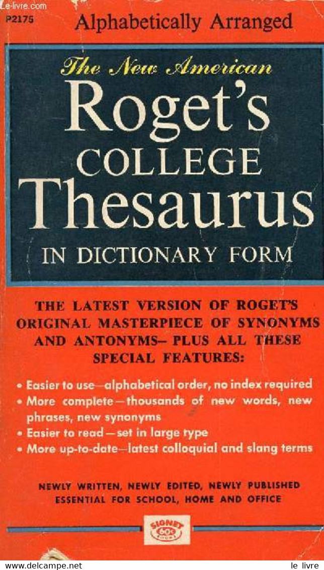 ROGET'S COLLEGE THESAURUS IN DICTIONARY FORM - COLLECTIF - 1962 - Dictionnaires, Thésaurus