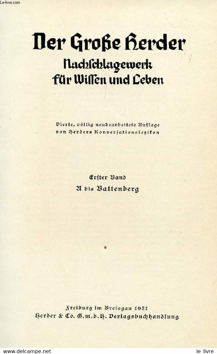 DER GROßE HERDER, NACHSCHLAGEWERK FÜR WISSEN UND LEBEN, 12. BÄNDEN - COLLECTIF - 1931 - Atlas