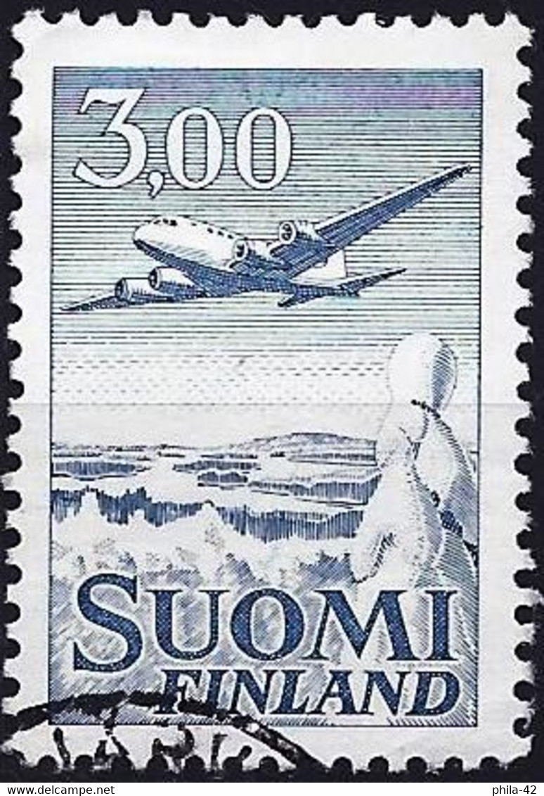 Finland 1973 - Mi 579 YII - YT Pa 9a ( Airplane Douglas DC 6 ) Phosp. Paper - Type II - Used Stamps