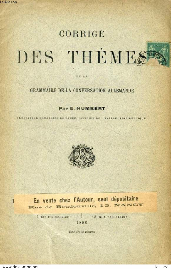 GRAMMAIRE DE LA CONVERSATION ALLEMANDE - HUMBERT E. - 1896 - Atlas